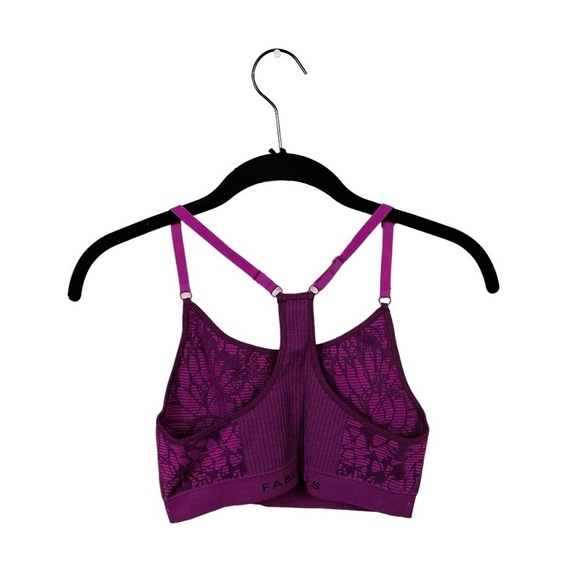 Fabletics Samana Seamless Sports Bra Purple Jacquard Floral Size XXS - Picture 4 of 6